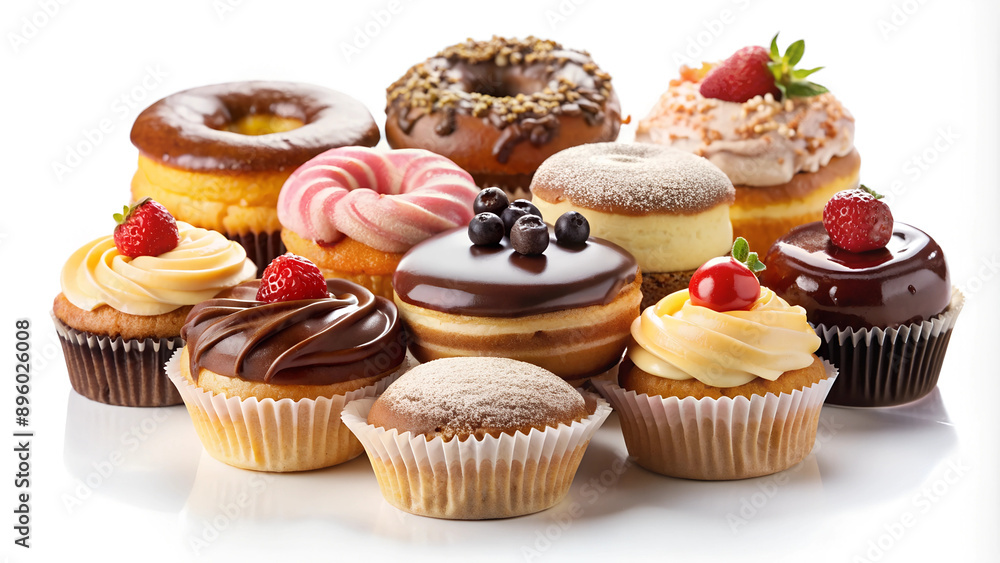 cupcakes on white background AI cupcakes on white background AI