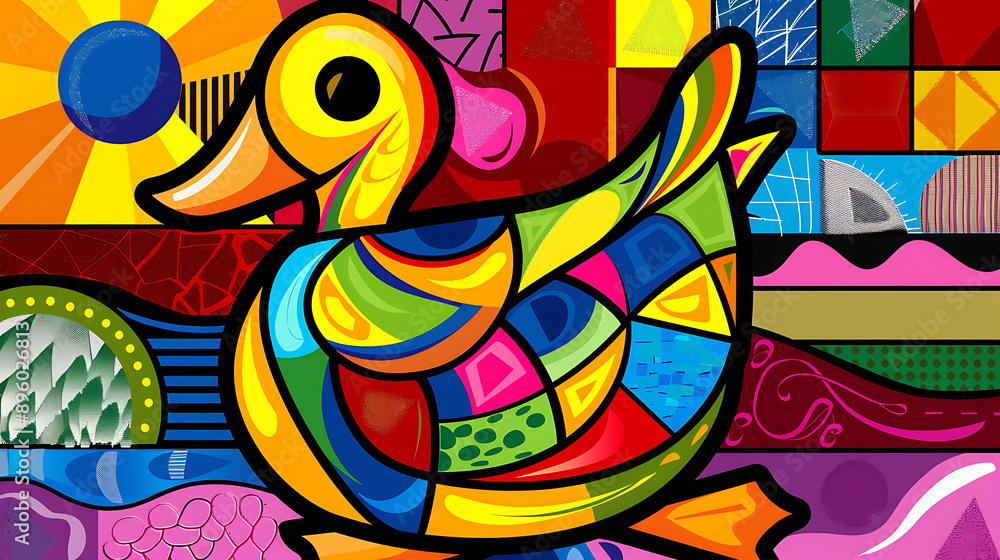 Fototapeta premium Abstract duck design, wallpaper, the animals with many abilities including walking, swimming and flying