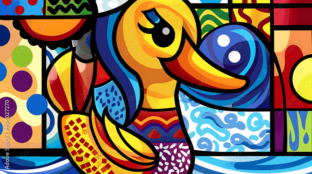Abstract duck design, wallpaper, the animals with many abilities including walking, swimming and flying