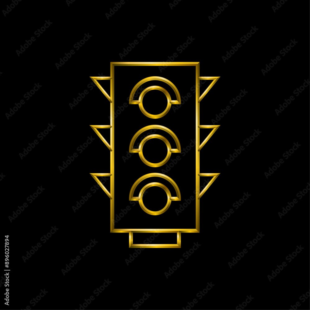 Traffic lights icon. Metallic gold icons set collection. Traffic lights icon. Metallic gold icons set collection.