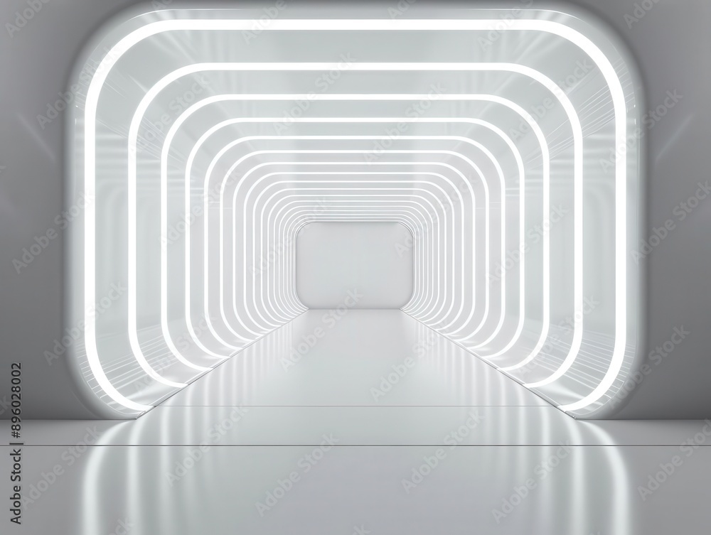 A modern illuminated tunnel with glowing lines creating a futuristic atmosphere, perfect for creative and design concepts. A modern illuminated tunnel with glowing lines creating a futuristic atmosphere, perfect for creative and design concepts.