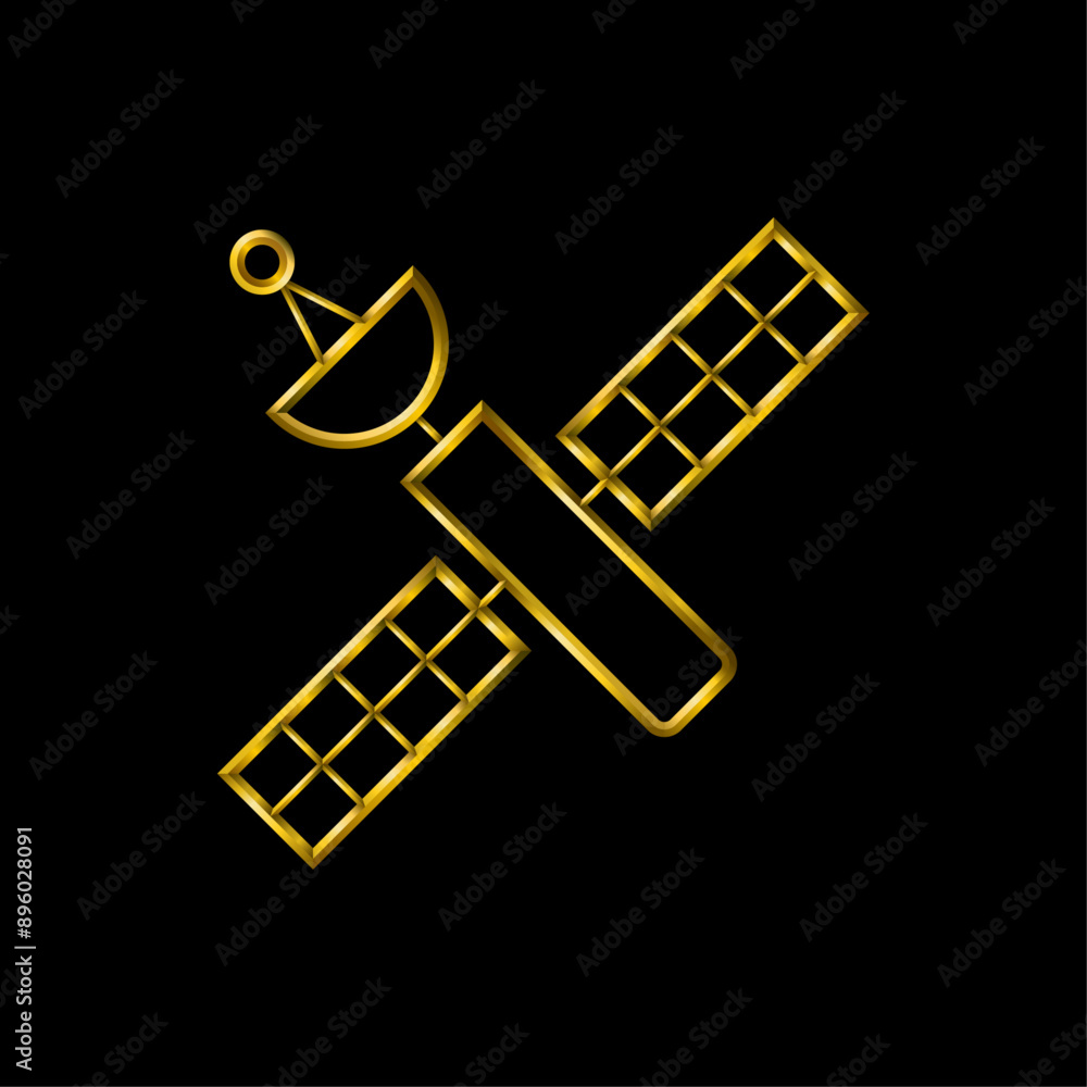 Satellite icon. Metallic gold icons set collection. Satellite icon. Metallic gold icons set collection.