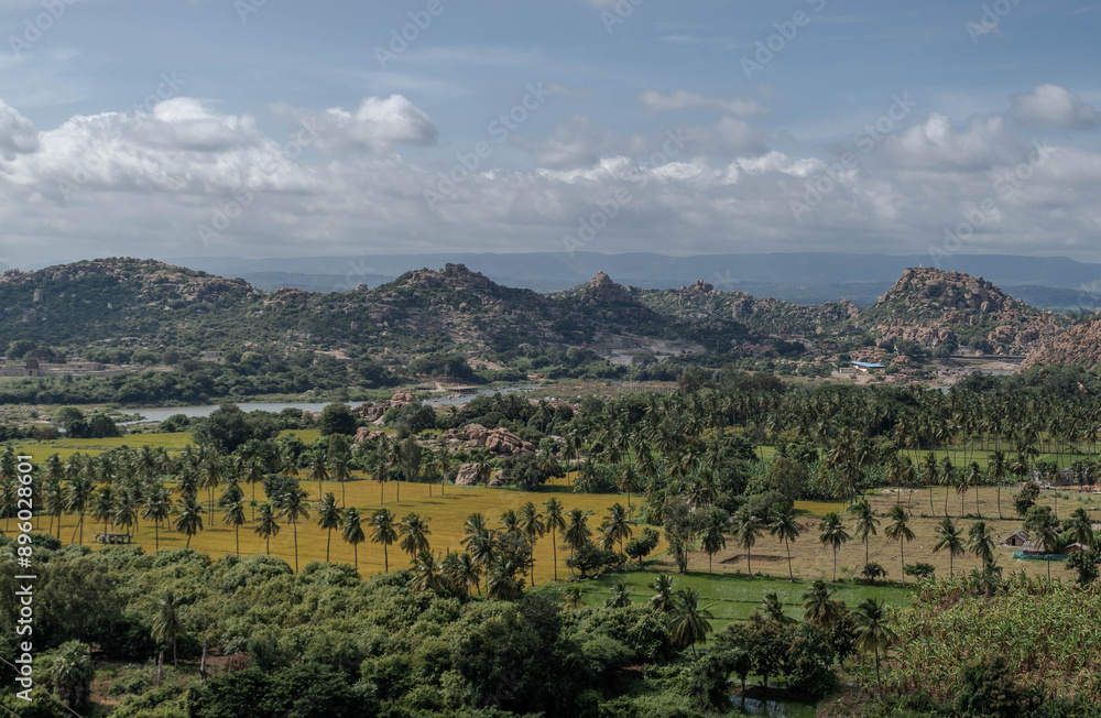 View of the Vijayanagara area. Karnataka. India. View of the Vijayanagara area. Karnataka. India.