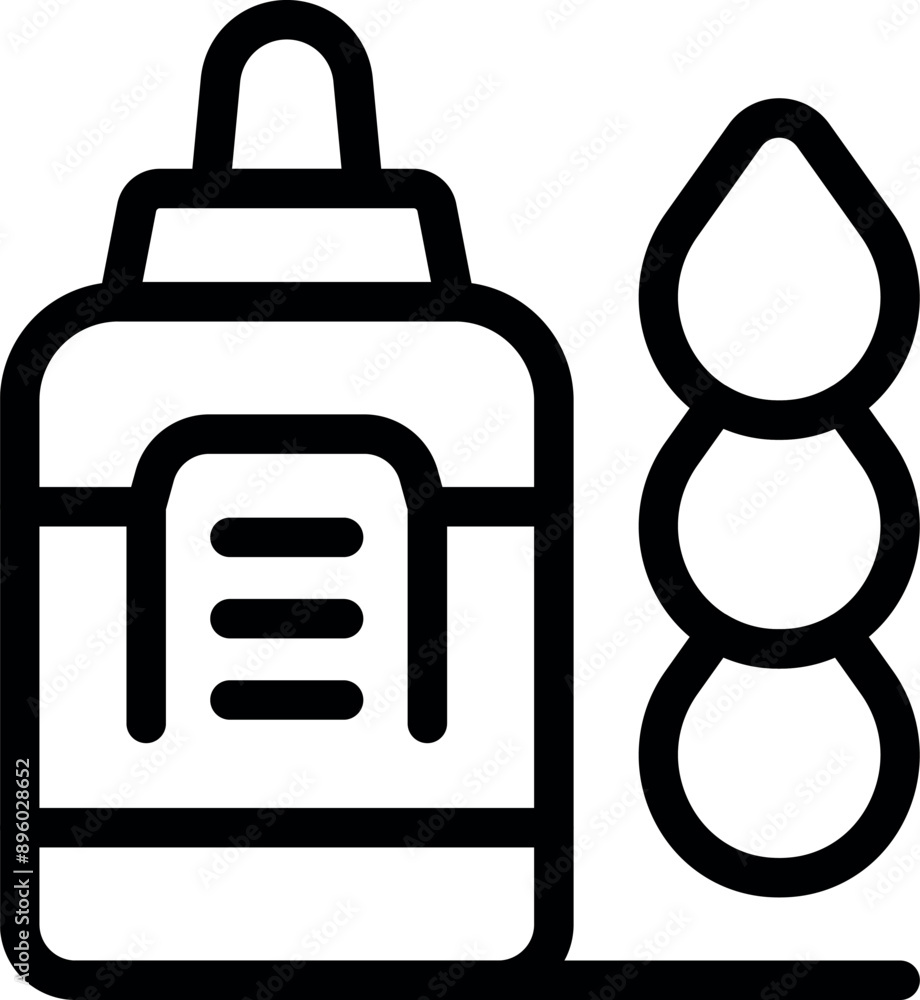 Obraz premium Line icon of a beauty product bottle with a pipette dropper and bubbles, evoking skincare and cosmetics