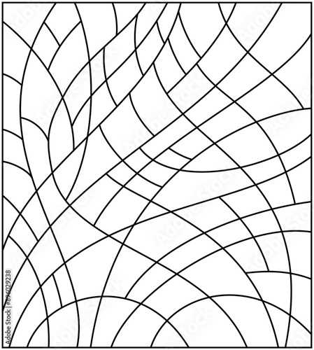 Vector sketch of a stained glass window. Vintage pattern. Abstract stained glass background. Art Nouveau decor for interior. Luxury modern interior. Template for design. Fence. Iron railing.