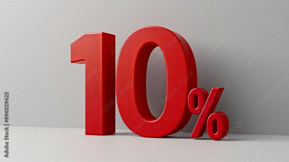 Bold Minimalist Design with Red Number 10% on White Background Bold Minimalist Design with Red Number 10% on White Background