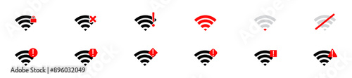 Wi-Fi and bad wireless connection icon. Bad, weak internet connection status icons. Weak Wi-Fi wireless connection signal. EPS 10