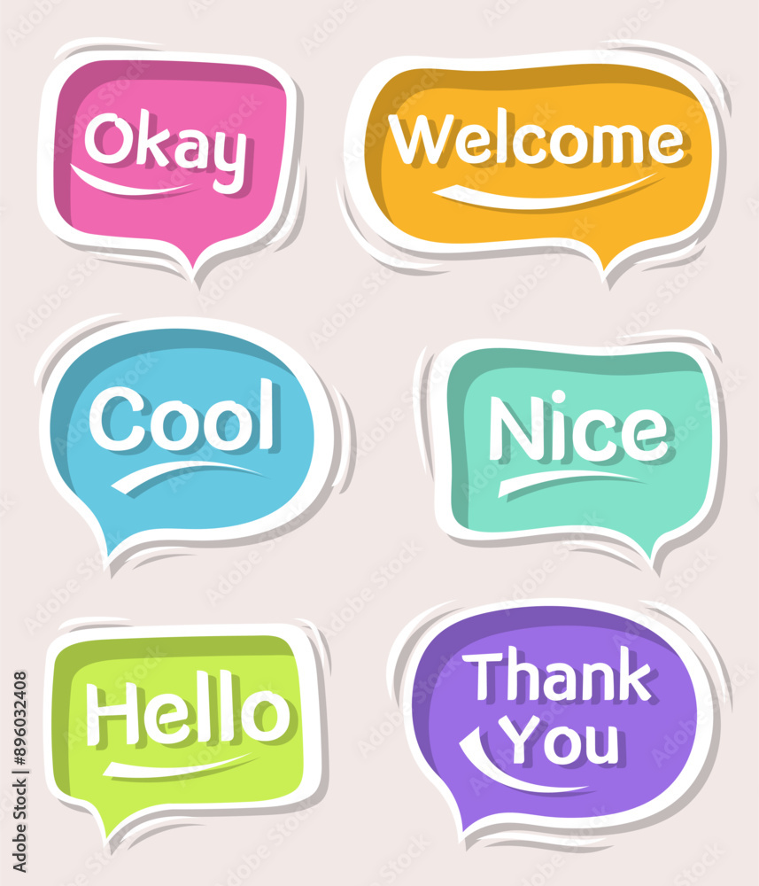 © Gaaz Design - Colorful clouds speech bubbles with expressions
