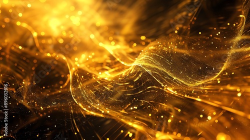 Abstract gold light threads background