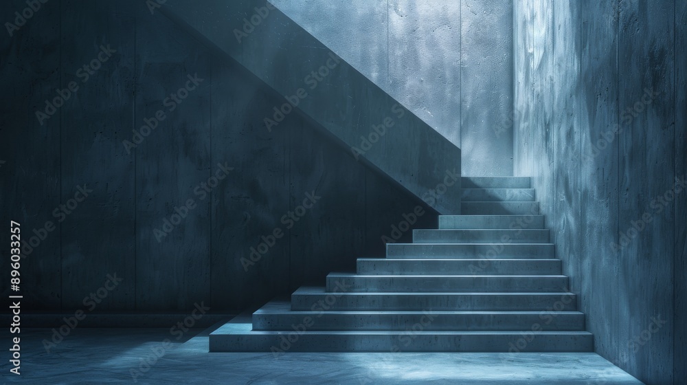 concrete staircase in the dark blue room concrete staircase in the dark blue room