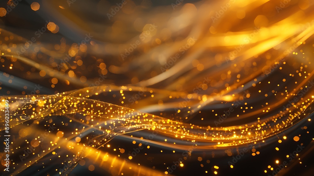 Naklejka premium Abstract gold light threads background