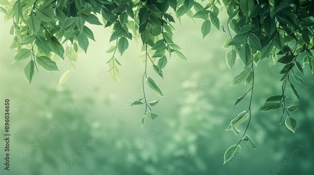 leaves gracefully hanging from the top of the frame with bokeh background leaves gracefully hanging from the top of the frame with bokeh background
