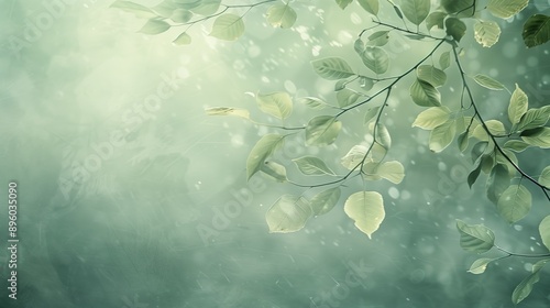 leaves gracefully hanging from the top of the frame with bokeh background 