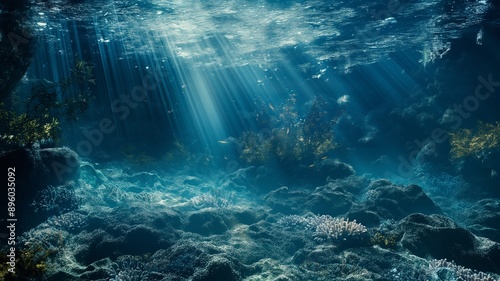 cinematische unterwasserlandschaft, mysteriös, geheimnissvoll