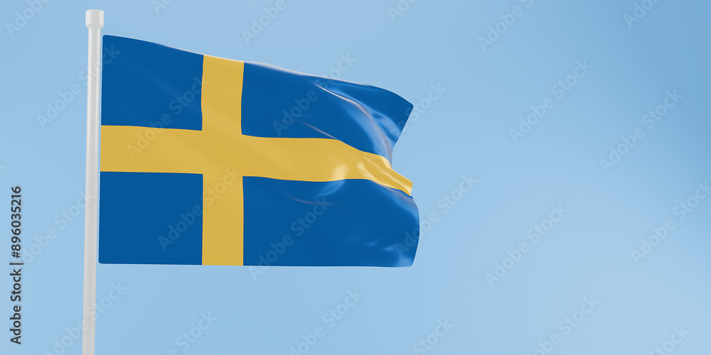 Sweden flag of silk-3D illustration. 3d render. Sweden flag of silk-3D illustration. 3d render.