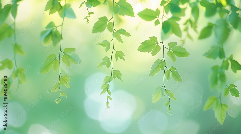 leaves gracefully hanging from the top of the frame with bokeh background leaves gracefully hanging from the top of the frame with bokeh background