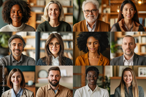 Many different smile people look camera collage. Lot mix race guy face. Multi ethnic us group portrait. All girl team head shot. Various skin tone Human dna concept. Gender unity bond. Young adult age
