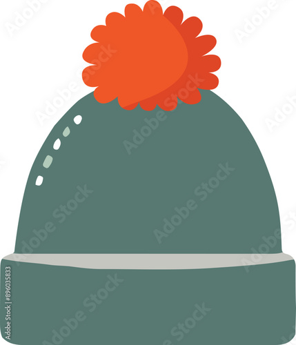 A warm winter hat with a large pom-pom, perfect for keeping cozy in the chilly weather.