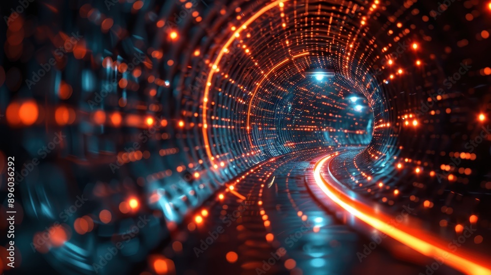 Futuristic Tunnel with Neon Lights. Futuristic Tunnel with Neon Lights.