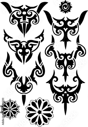 Vector Borneo Dayak Icon Ornamen