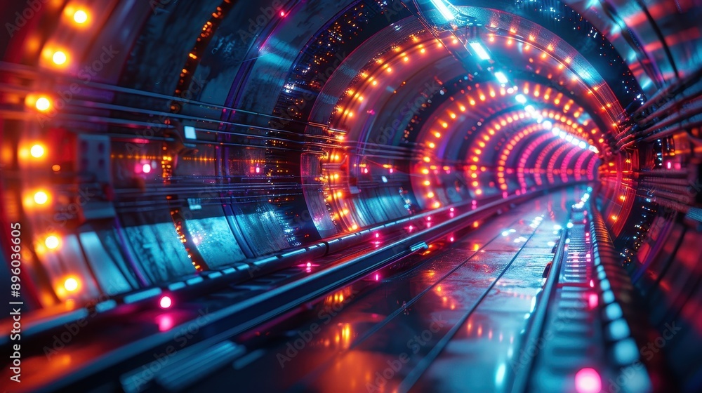 Futuristic Tunnel with Neon Lights. Futuristic Tunnel with Neon Lights.