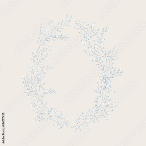 wedding leaf wreath hand drawn ornament
