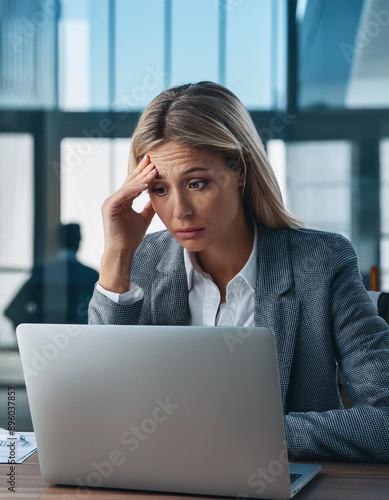 Business person in the office, having stress from digital technology