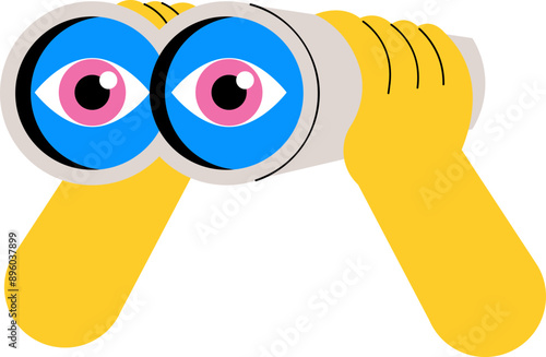 Hands holding binoculars - search concept series