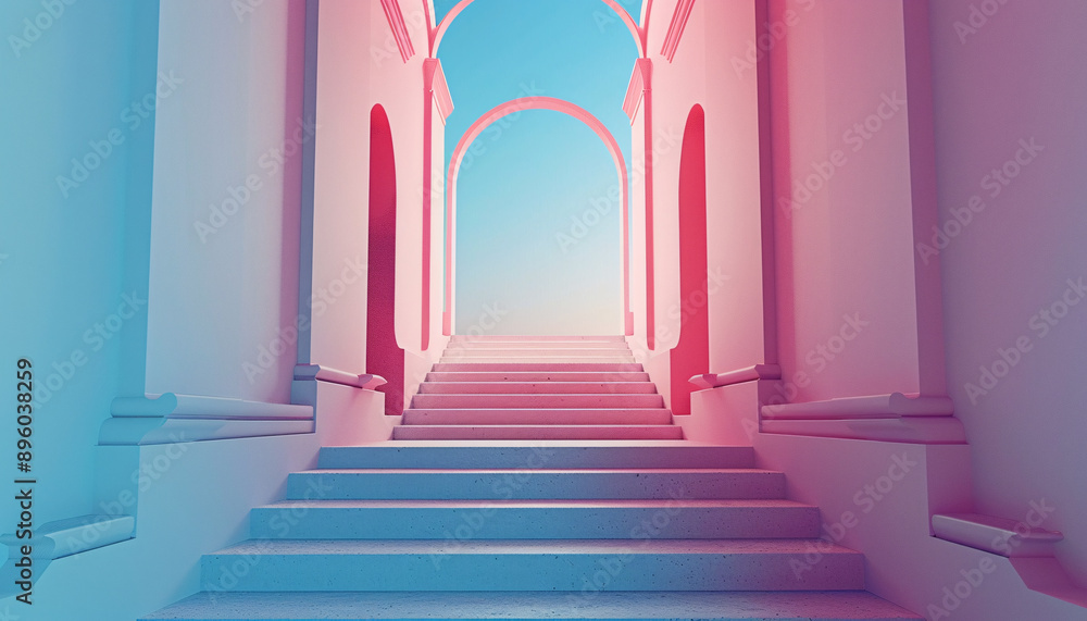 Pathway to Achieving Business Goals 3D Illustration of Historic Landmark Business success way to goals Pathway to Achieving Business Goals 3D Illustration of Historic Landmark Business success way to goals