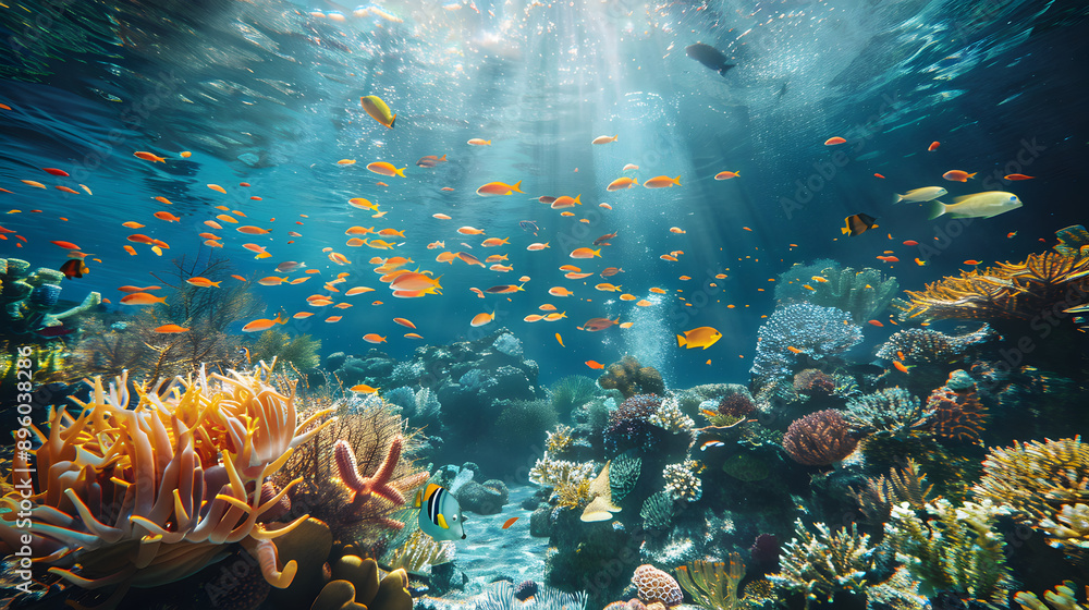 Naklejka premium Underwater environment showcasing background illustration