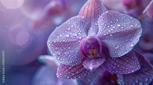 Macro shot of a purple orchid with delicate petals