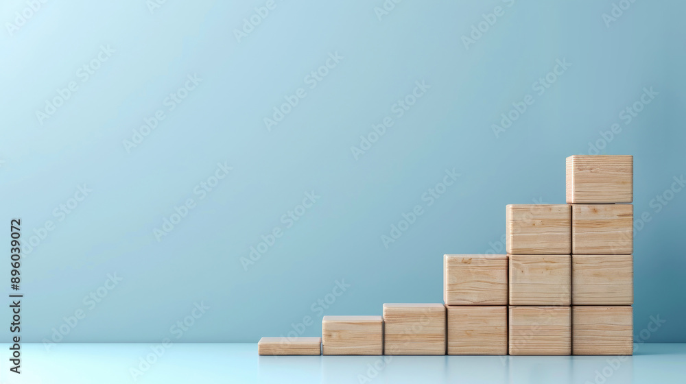 Flat design illustration of wooden blocks in increasing height, symbolizing business growth and development, ideal for marketing and financial concepts. Flat design illustration of wooden blocks in increasing height, symbolizing business growth and development, ideal for marketing and financial concepts.