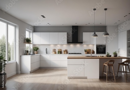modern kitchen interior with kitchen