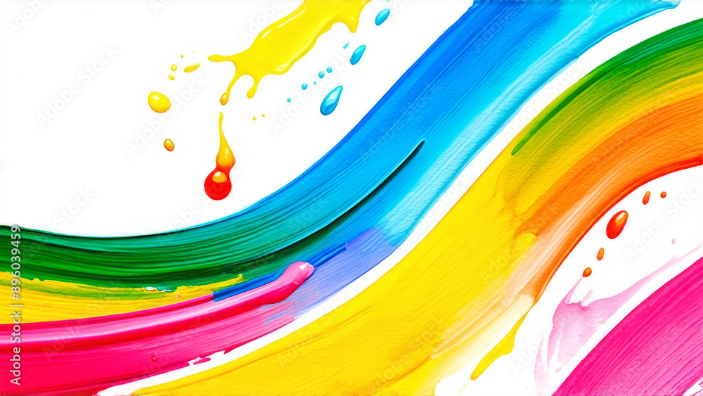 Fototapeta premium Abstract splash background wave. Brush brushstroke color ribbon paint stroke flow shape wavy design paintbrush pen fluid rainbow element texture acrylic line