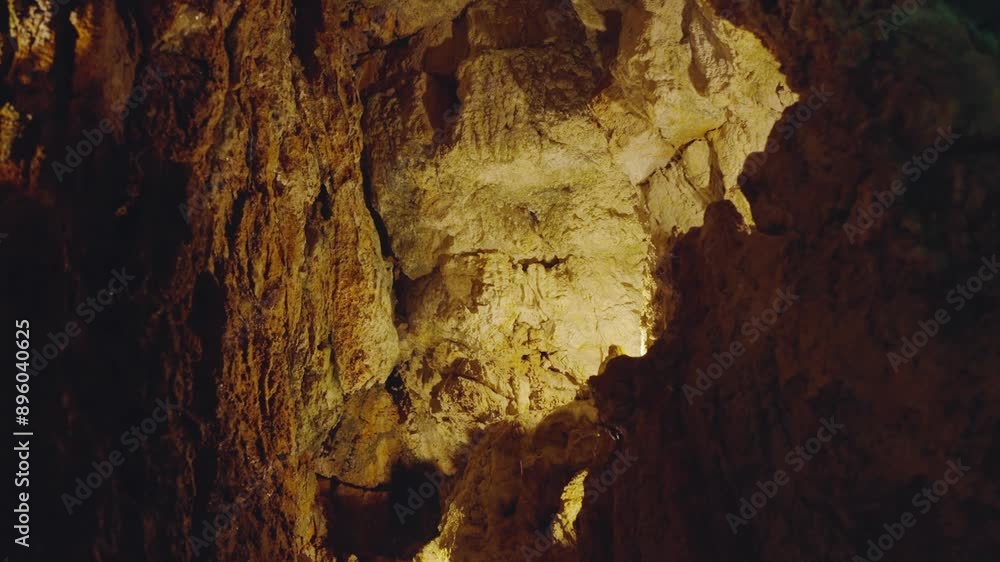 Evocative image capturing the contrast of light and shadow. The rugged textures of an ancient cave illuminated by a subtle light, highlighting earthy tones. Mysterious Sunlit Rust Colored Cave Evocative image capturing the contrast of light and shadow. The rugged textures of an ancient cave illuminated by a subtle light, highlighting earthy tones. Mysterious Sunlit Rust Colored Cave