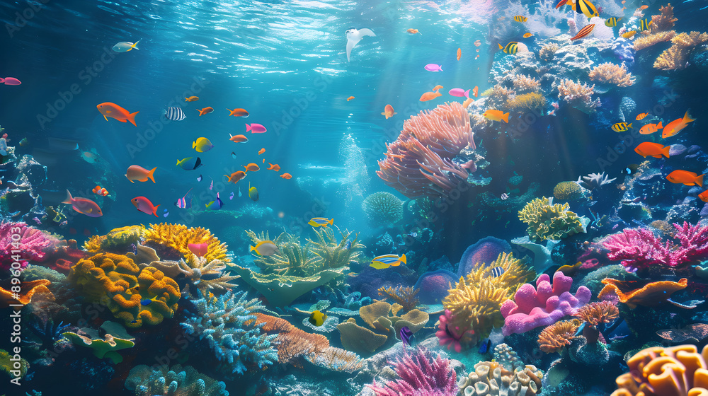 Naklejka premium Vibrant underwater scene background illustration