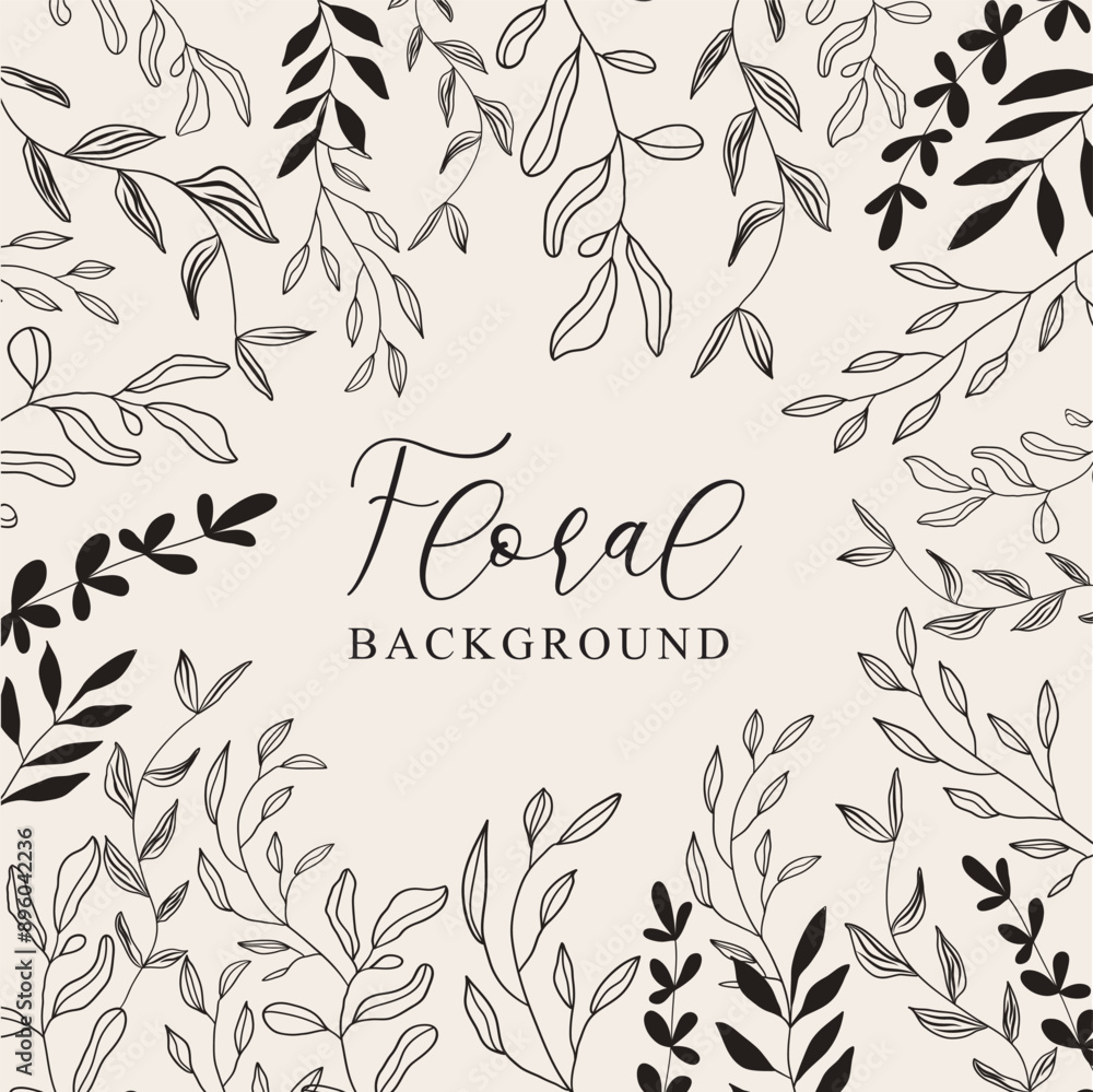 Fototapeta premium botanical leaf flower line art background