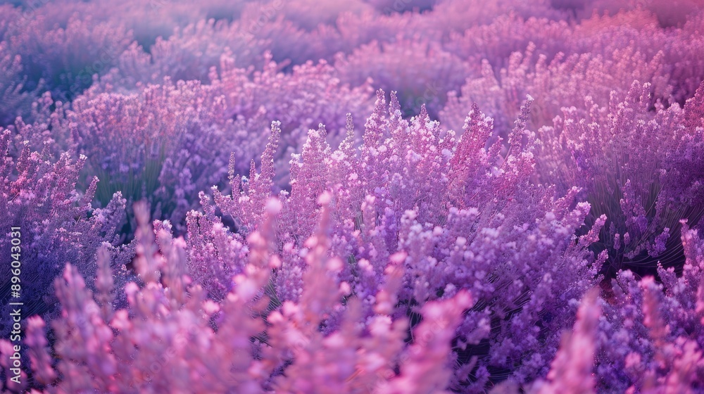 Purple Lavender Field in the Sunset Purple Lavender Field in the Sunset