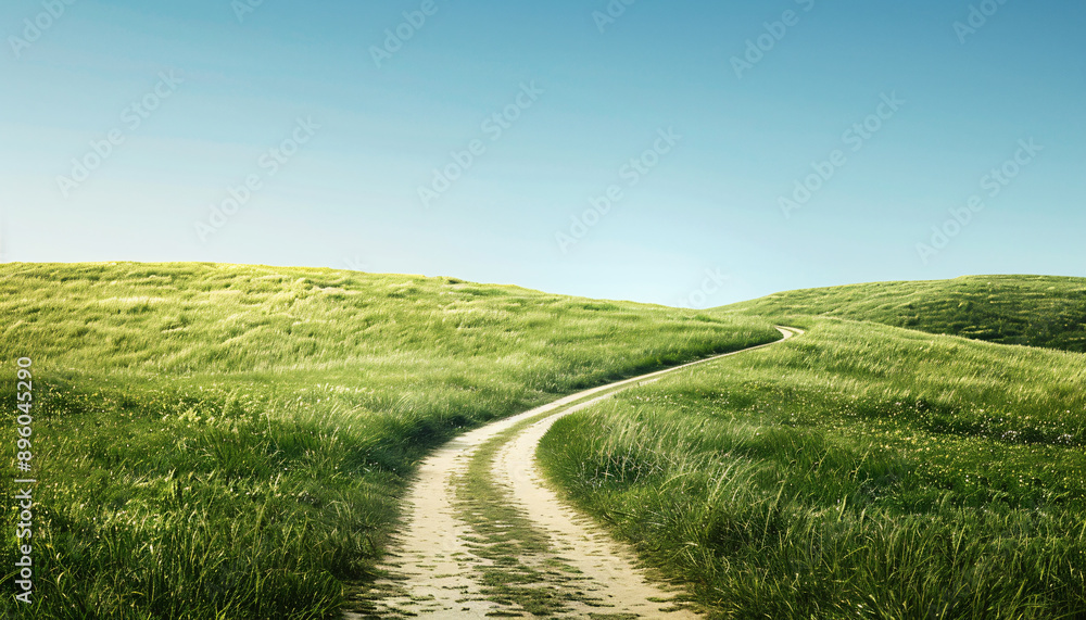 Fototapeta premium The Path to Business Success Meadow as a Goal on Solid Ground Business success way to goals