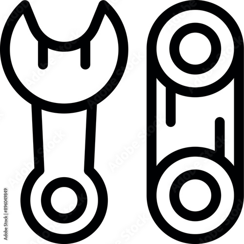 Line drawing icon of a wrench tightening a bolt, representing concepts like construction, repair, and diy projects