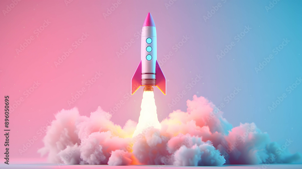 Close up illustration of a rocket taking off, symbolizing success, planning and setting clear goals leads to effective success Close up illustration of a rocket taking off, symbolizing success, planning and setting clear goals leads to effective success