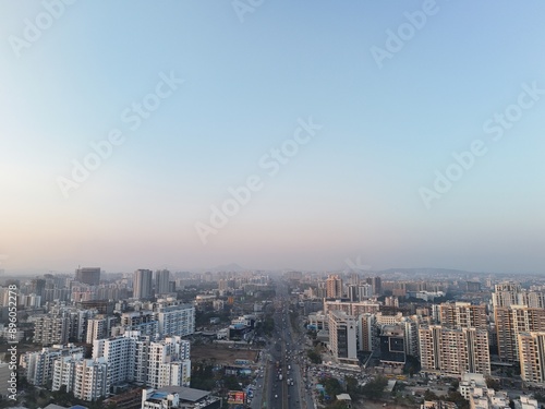 Aerial drone view of wakad pune road view