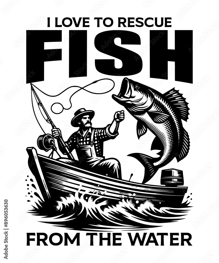 Obraz premium Fishing T-Shirt Design Vector Art & Illustration, Fishing tee Vector Design