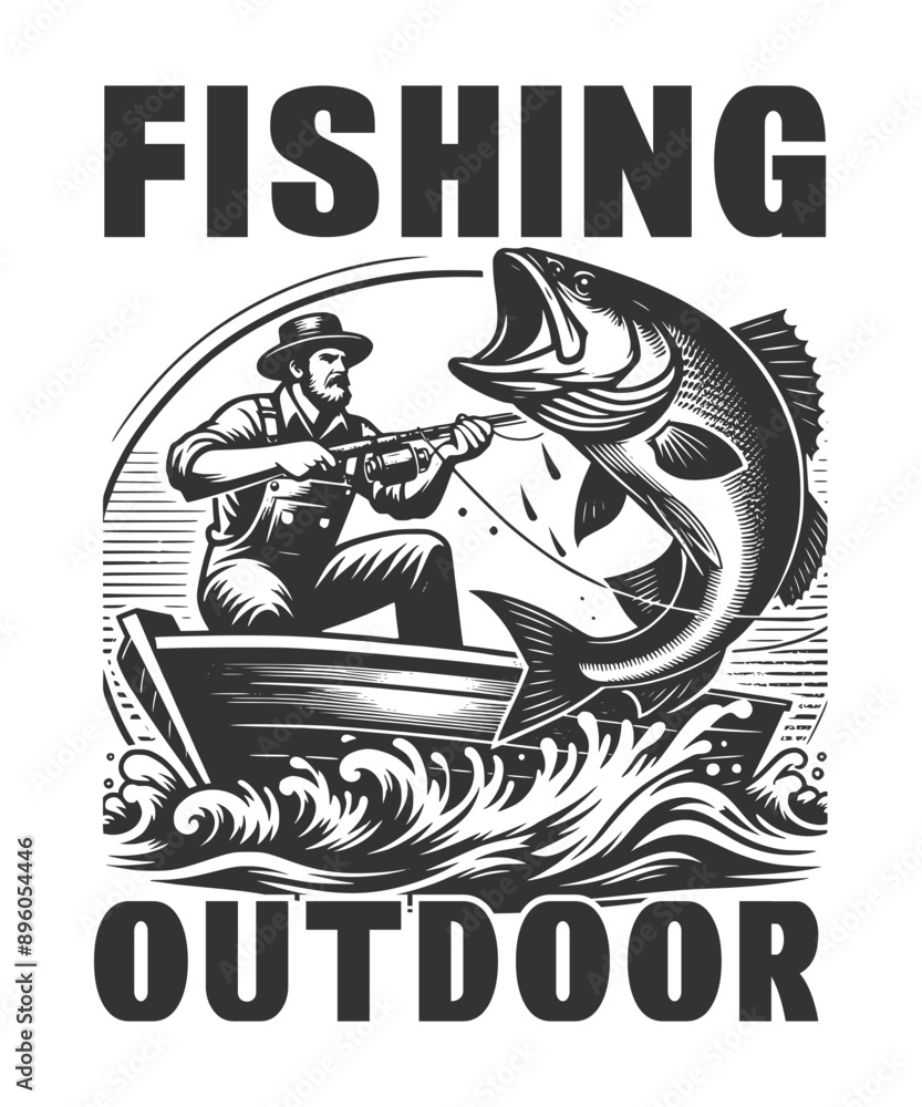 Obraz premium Fishing T-Shirt Design Vector Art & Illustration, Fishing tee Vector Design