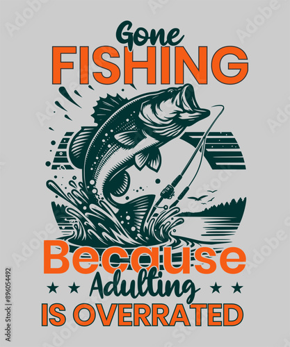 Fishing T-Shirt Design Vector Art & Illustration, Fishing tee Vector Design