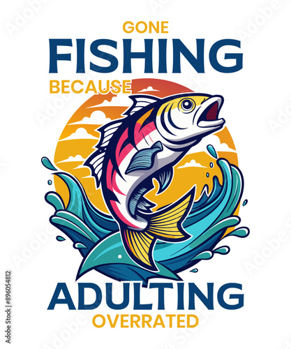 Fishing T-Shirt Design Vector Art & Illustration, Fishing tee Vector Design