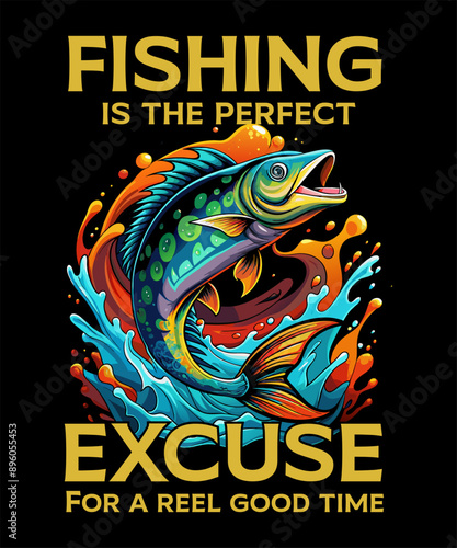 Fishing T-Shirt Design Vector Art & Illustration, Fishing tee Vector Design