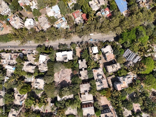 Aerial drone view of city pune sb orad, model colony, shivaji nagar, fc road