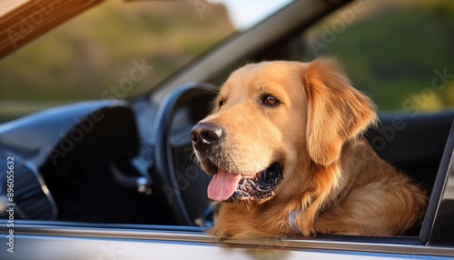 dog driving car