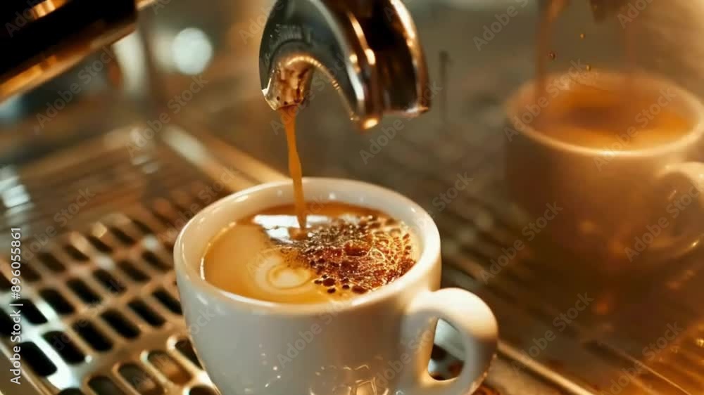 Coffee Machine Animation Video „cup of coffee. espresso machine pouring coffee, soft focus ...